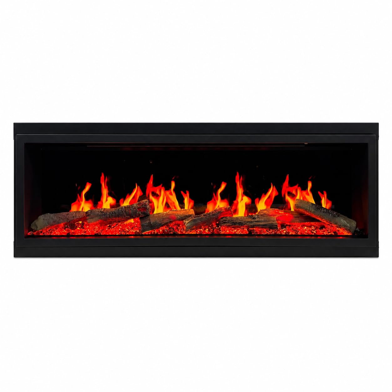 Ultra-Slim Electric Fireplace with Multi-Flame LED, Driftwood Logs, River Rocks & App Control 45"