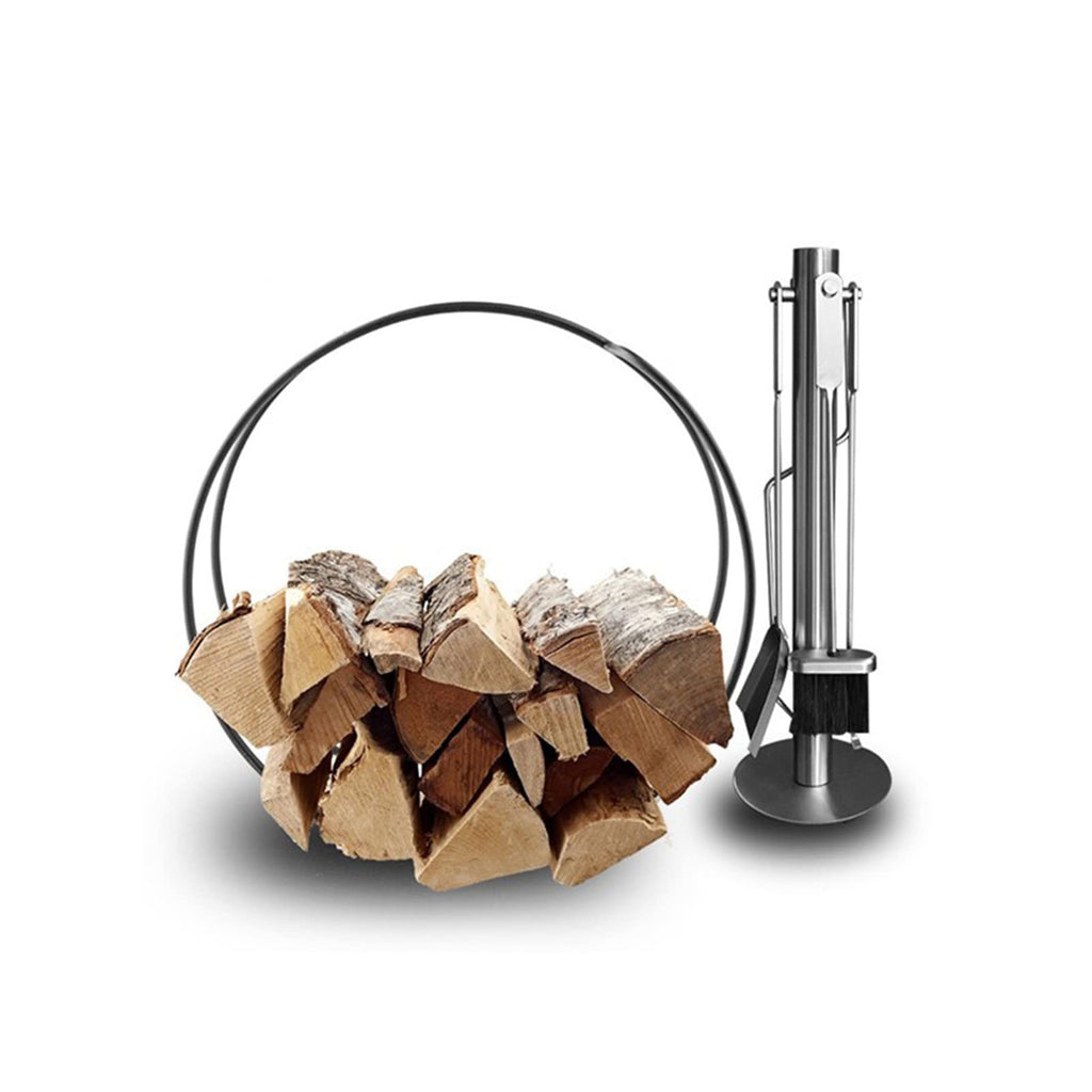 5-Piece Fireplace Tool Set, Wrought Iron Log Tools for Indoor & Outdoor Fireplaces