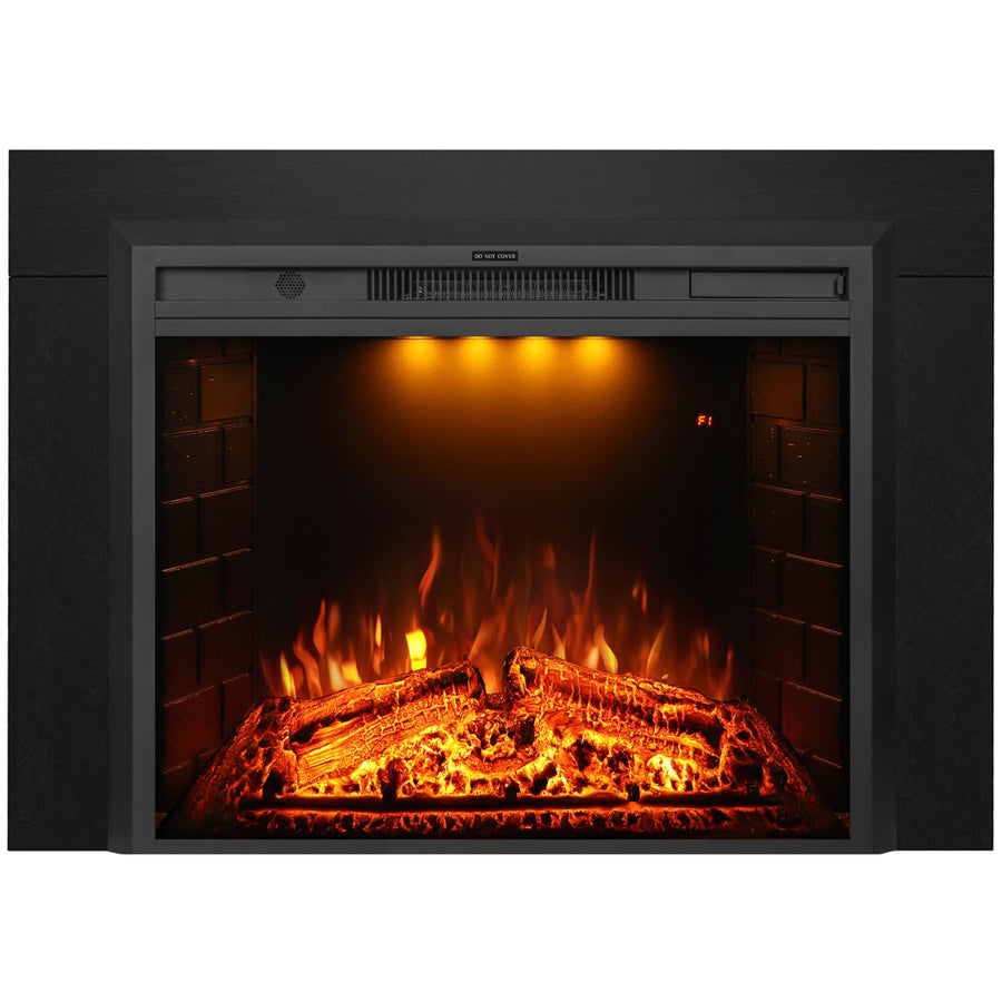 Electric Fireplace Insert with Trim Kit, Crackling Sound, Mood Lighting & Remote Control, 1500W, Black