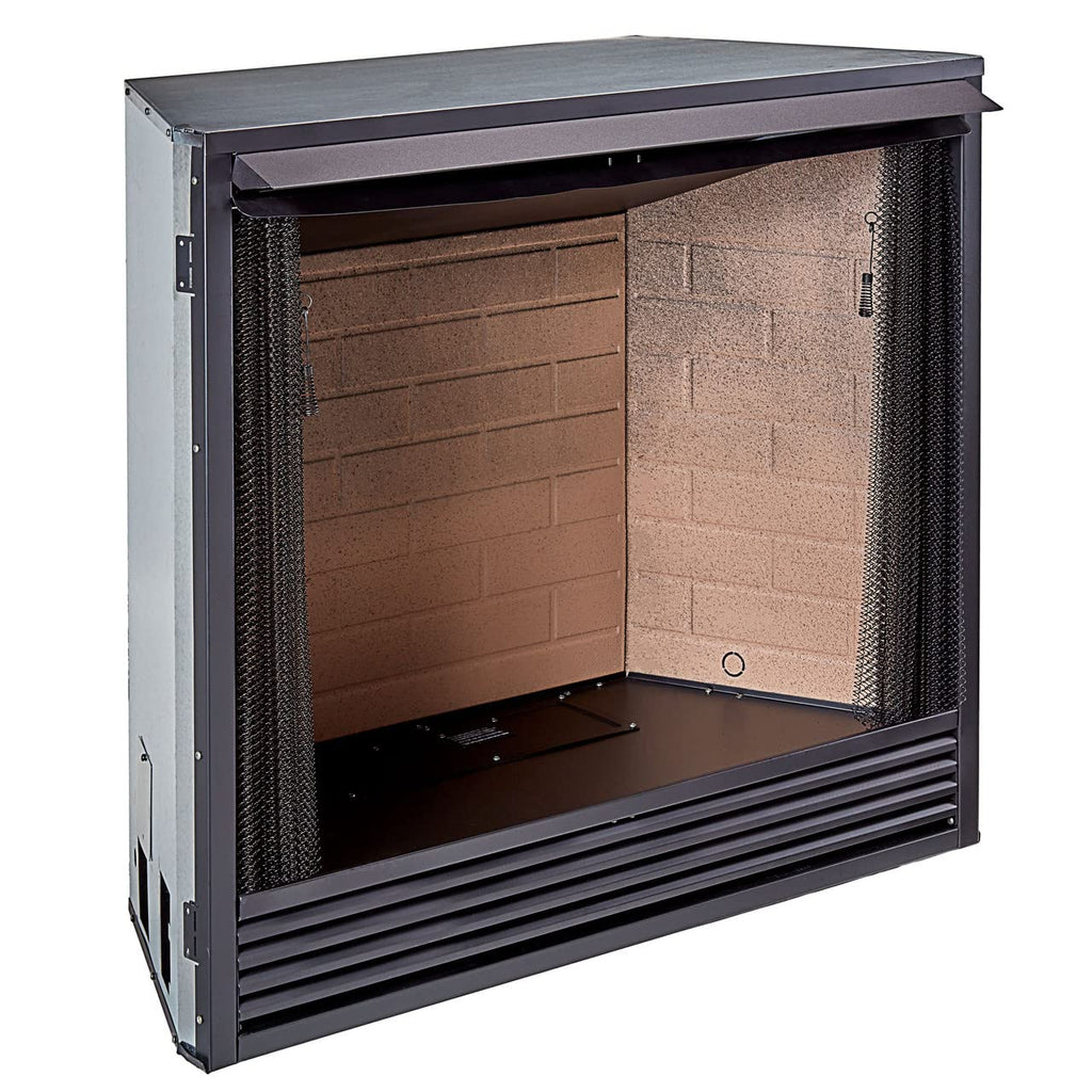 36" Universal Ventless Firebox Insert, Zero Clearance Design, Black