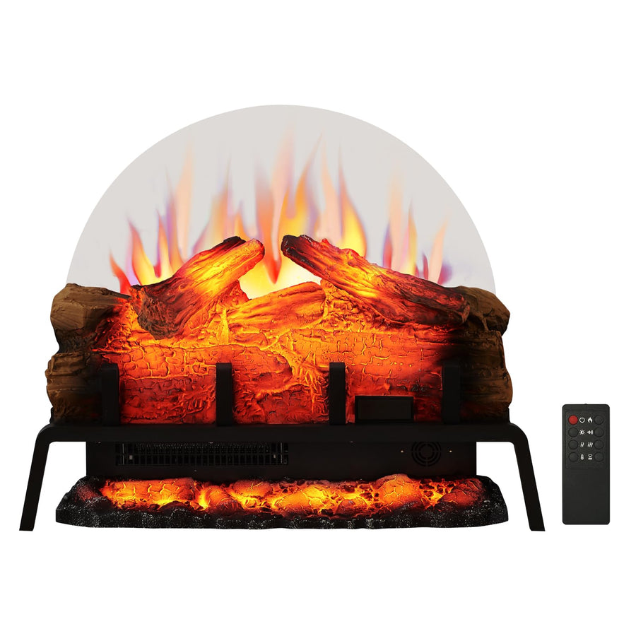 Freestanding Electric Fireplace Log Set Insert with 750W/1500W Heater, 6 Flame Colors & Remote Control