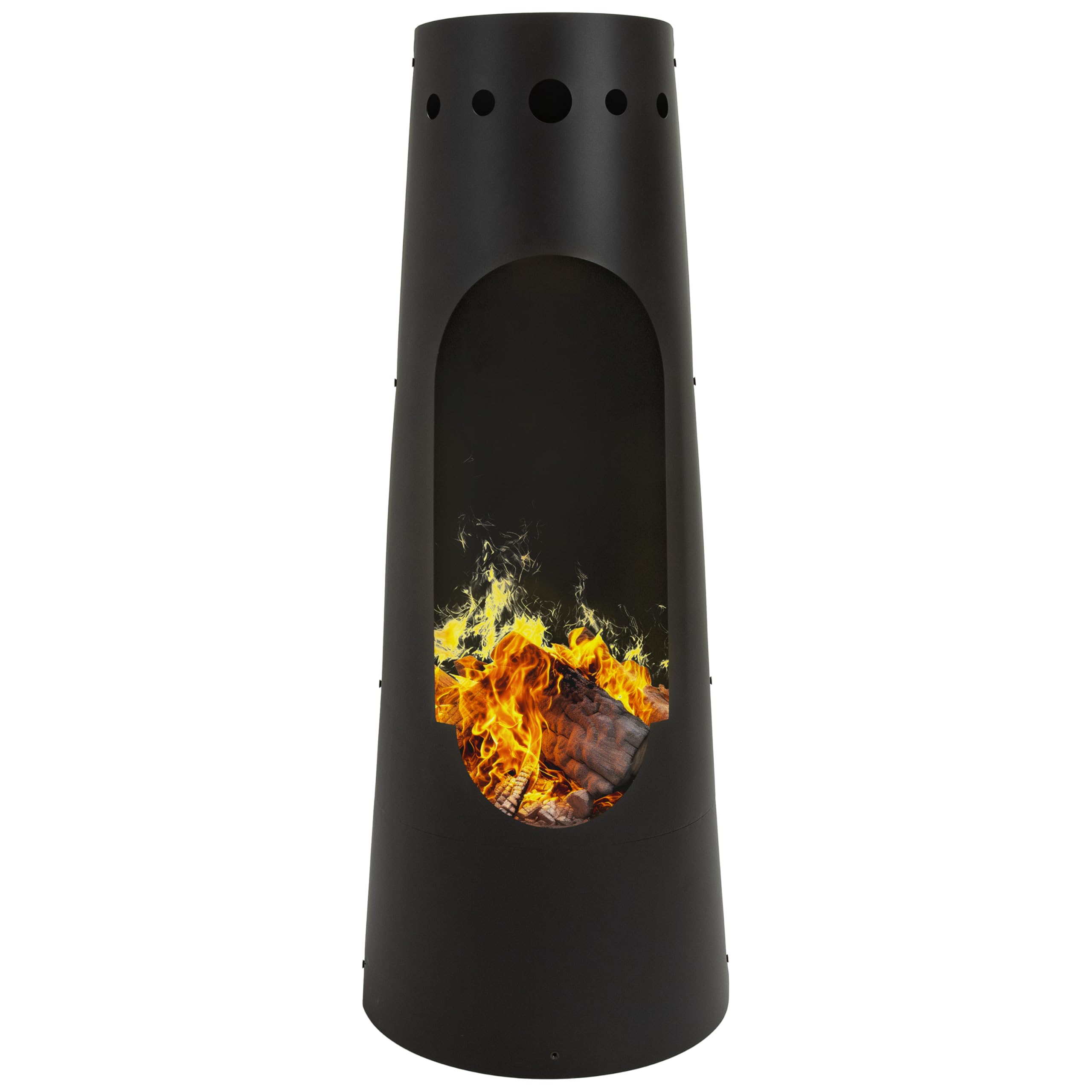 Santa Fe Wood-Burning Chiminea Outdoor Fireplace with Wood Grate & Patina Finish