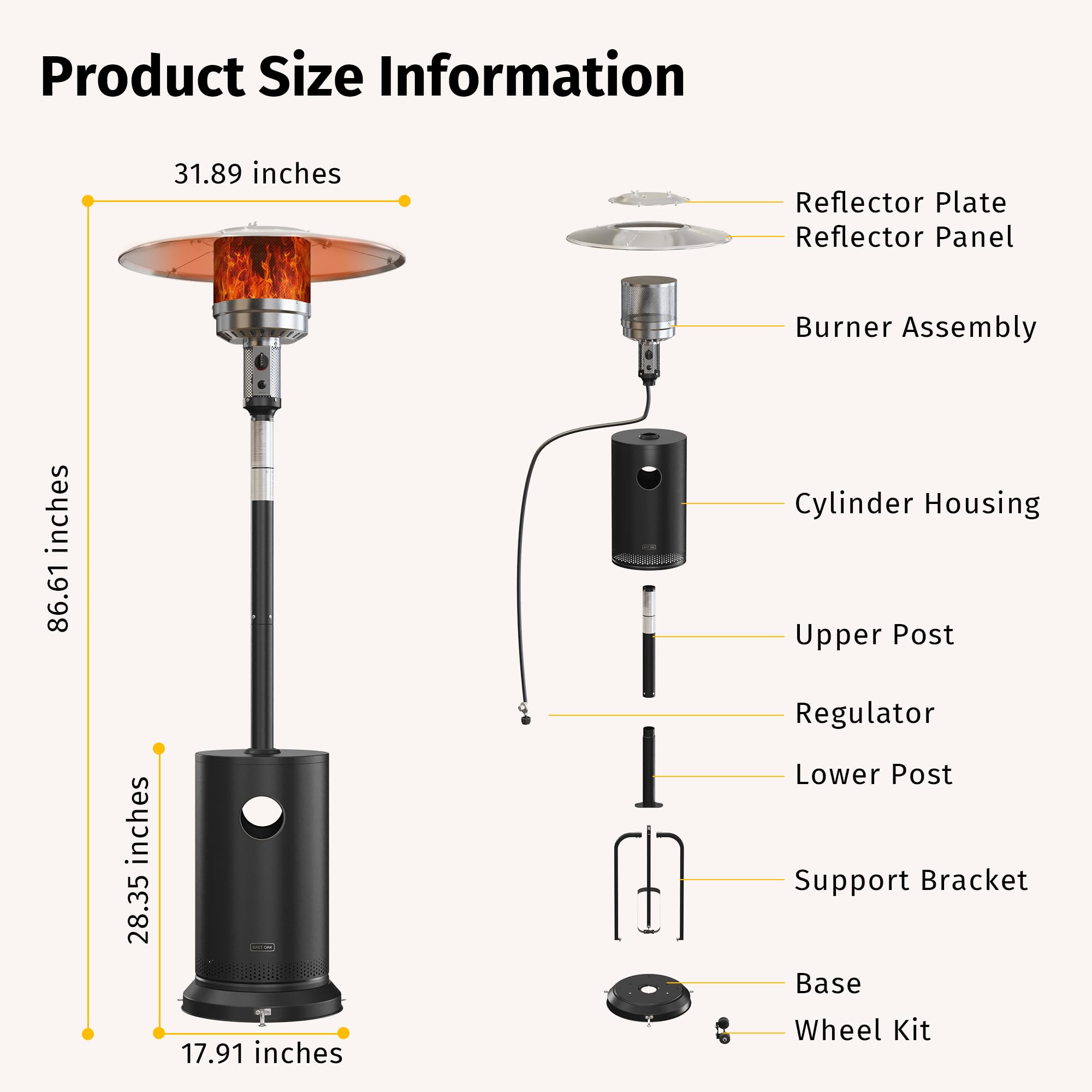 EAST OAK Patio Heater for Outdoor