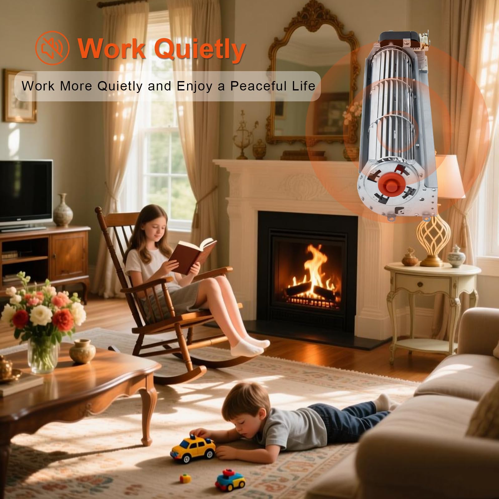 Replacement Fireplace Blower Fan Kit for Select Gas Fireplaces, Universal Compatibility Design