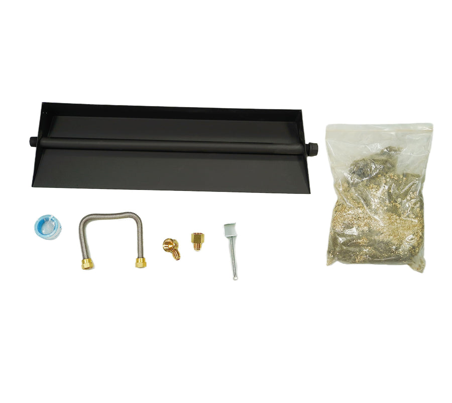 18" Gas Fireplace Burner Pan for Gas Logs & Fire Pits, Propane Compatible