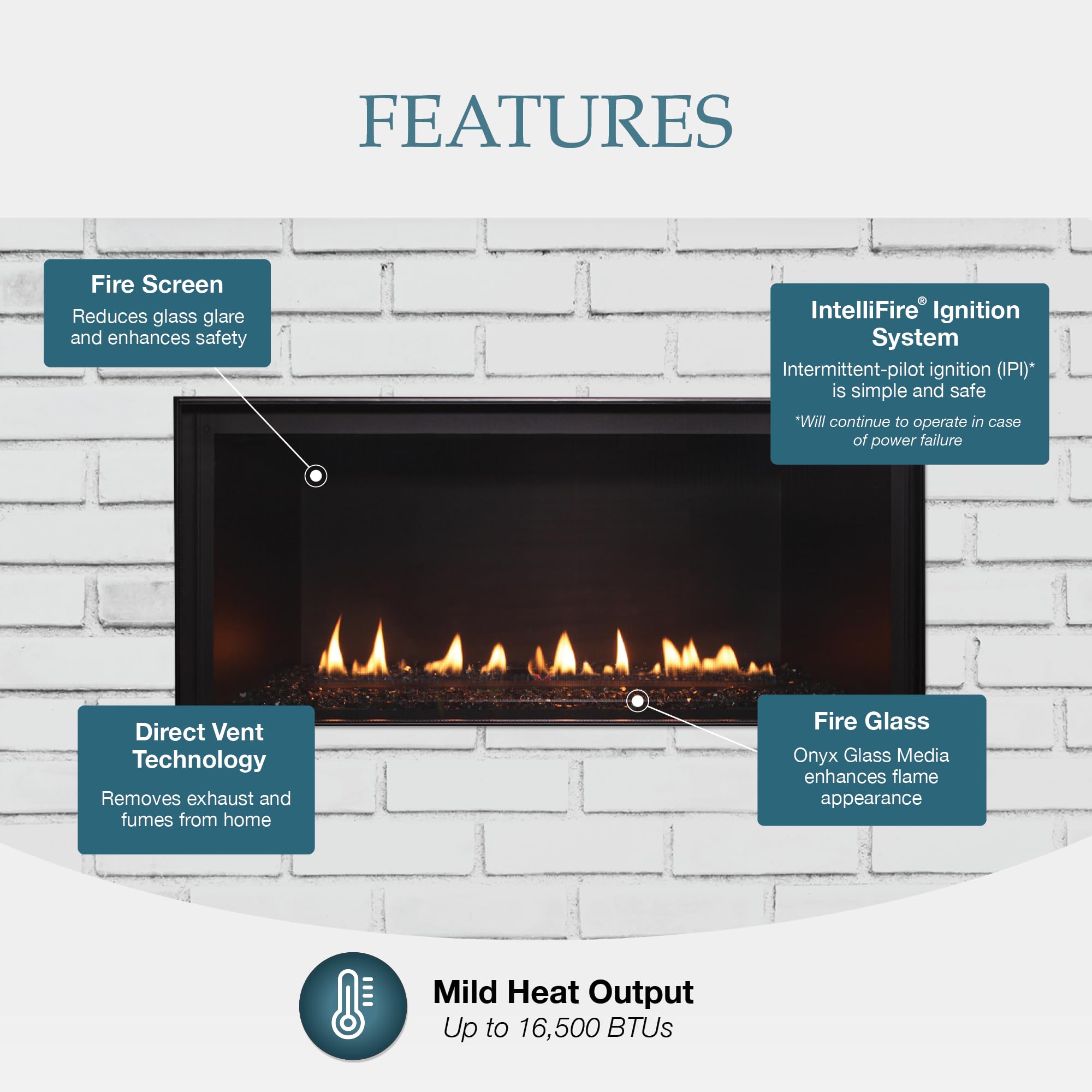 Majestic 36 Inch Linear Direct Vent Gas Fireplace - DVLINEAR36