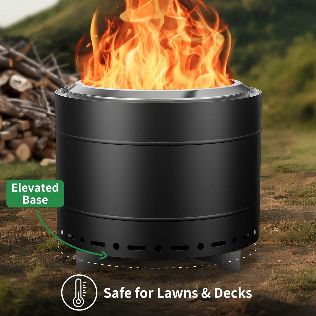 Stainless Steel Smokeless Wood-Burning Fire Pit for Outdoor Use