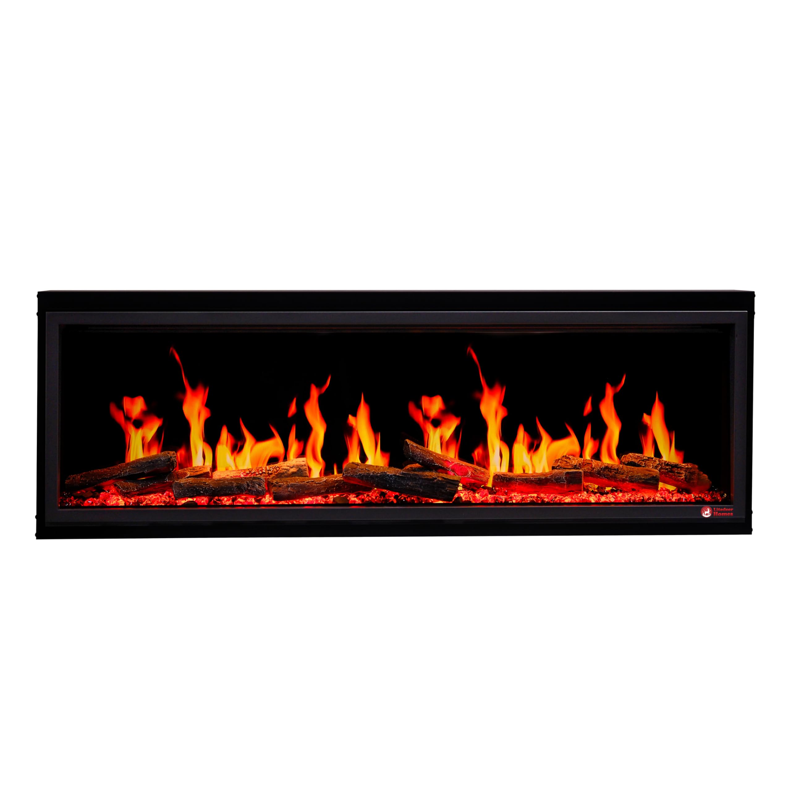 55" Smart Linear Electric Fireplace with App Control & Fire Sounds, Black