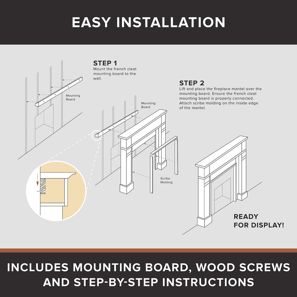 Modern Ember Lakeport Traditional Wood Fireplace Mantel Surround Kit - Parent