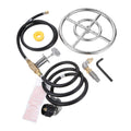12" Stainless Steel Fire Pit Burner Kit with Valve Assembly, Propane Gas, 90,000 BTU