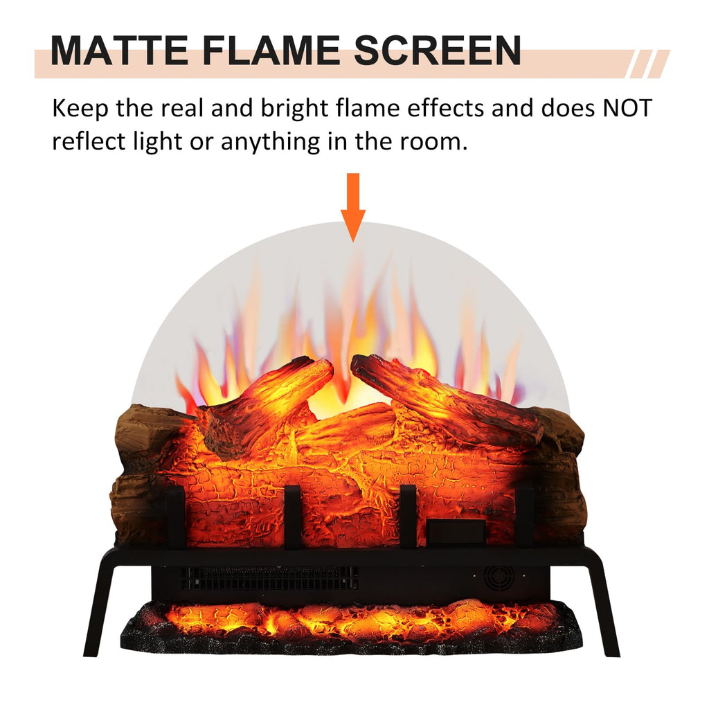 Freestanding Electric Fireplace Log Set Insert with 750W/1500W Heater, 6 Flame Colors & Remote Control