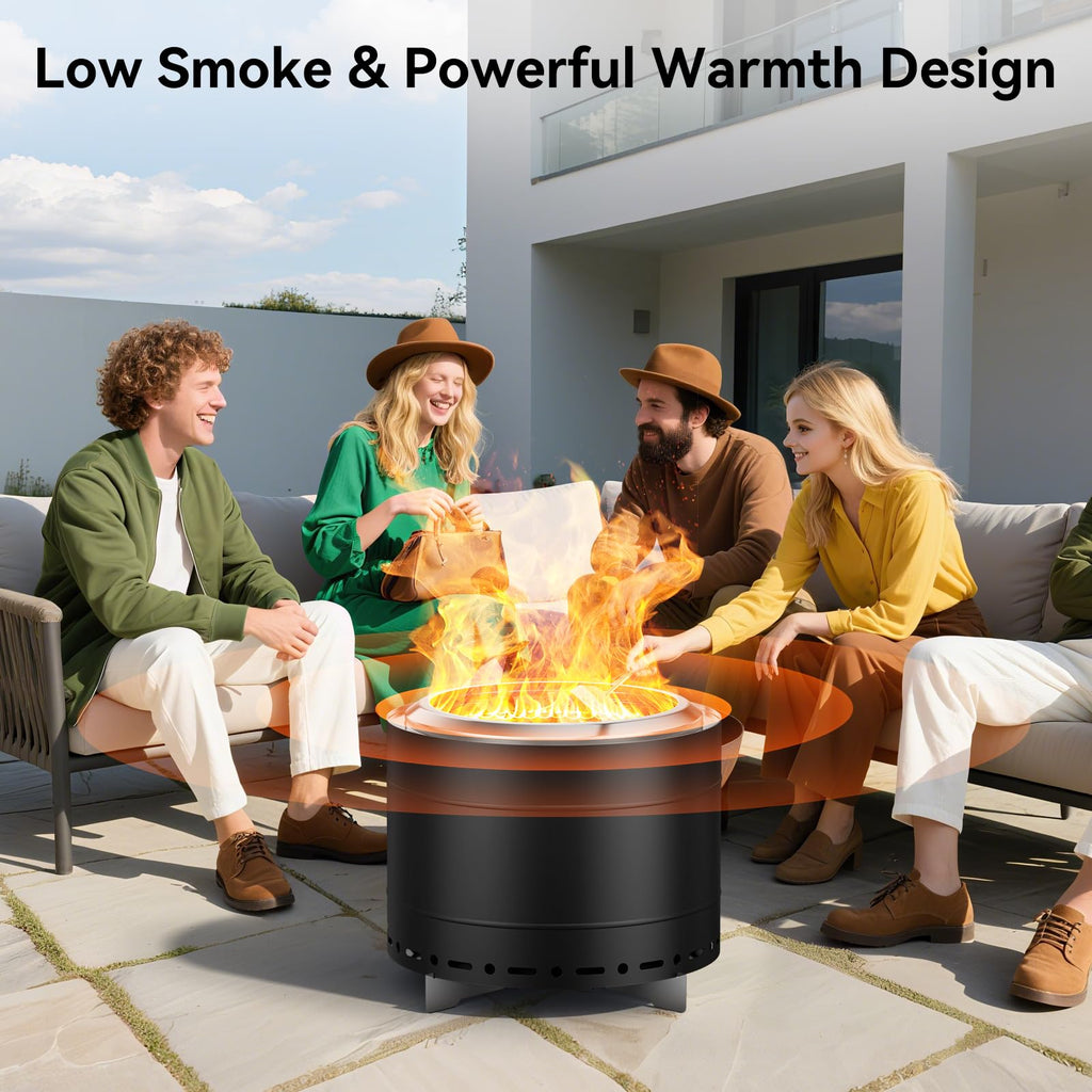 Stainless Steel Smokeless Wood-Burning Fire Pit for Outdoor Use