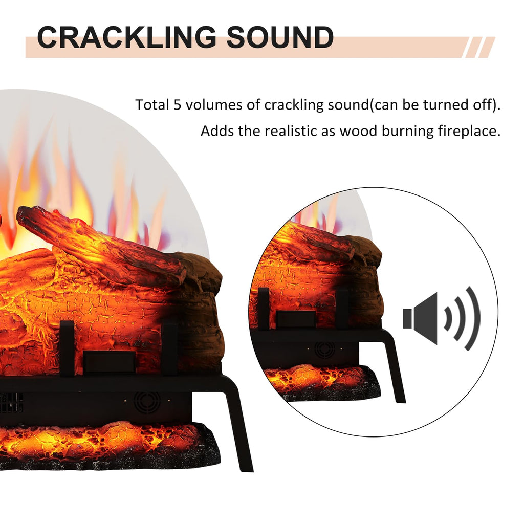 Freestanding Electric Fireplace Log Set Insert with 750W/1500W Heater, 6 Flame Colors & Remote Control