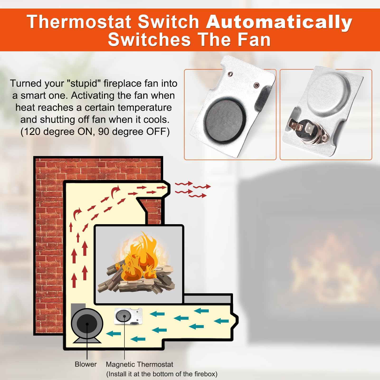 Replacement Fireplace Blower Fan Kit for Select Gas Fireplaces, Universal Compatibility Design