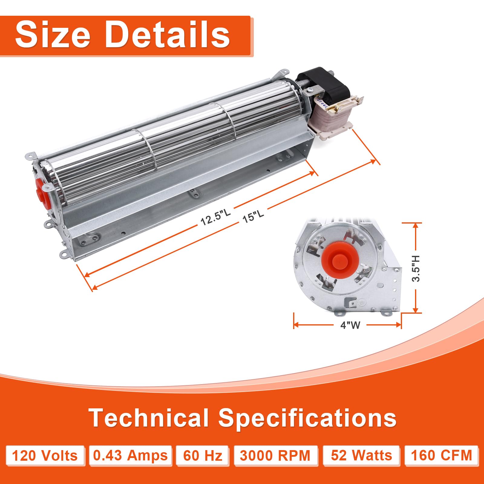 Replacement Fireplace Blower Fan Kit for Select Gas Fireplaces, Universal Compatibility Design