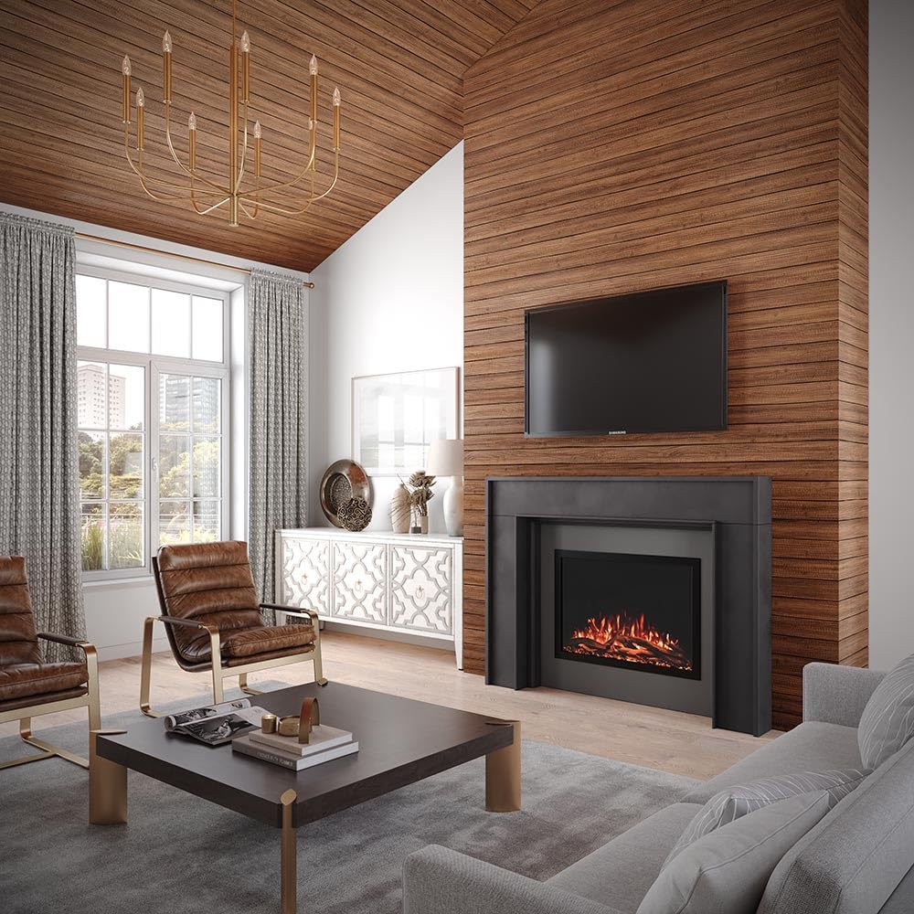 Modern Wood Fireplace Mantel Surround Kit with Shelf, Minimalist Poplar Design