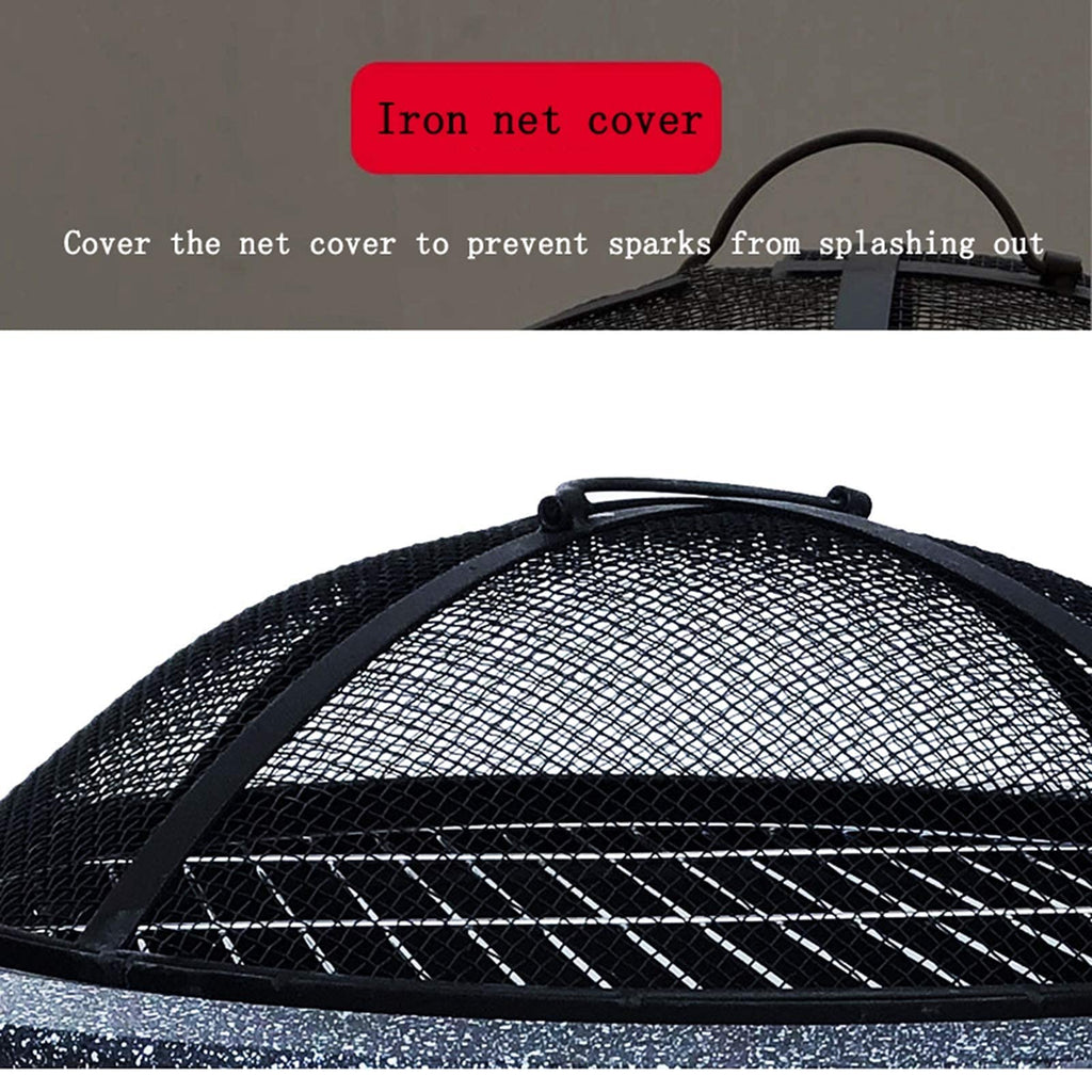 Outdoor Fire Pit Grill with BBQ Grate, Tabletop Heating & Cooking Design for Patio and Camping
