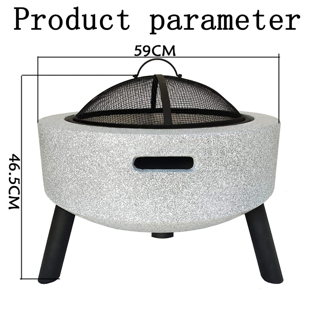 Outdoor Fire Pit Grill with BBQ Grate, Tabletop Heating & Cooking Design for Patio and Camping
