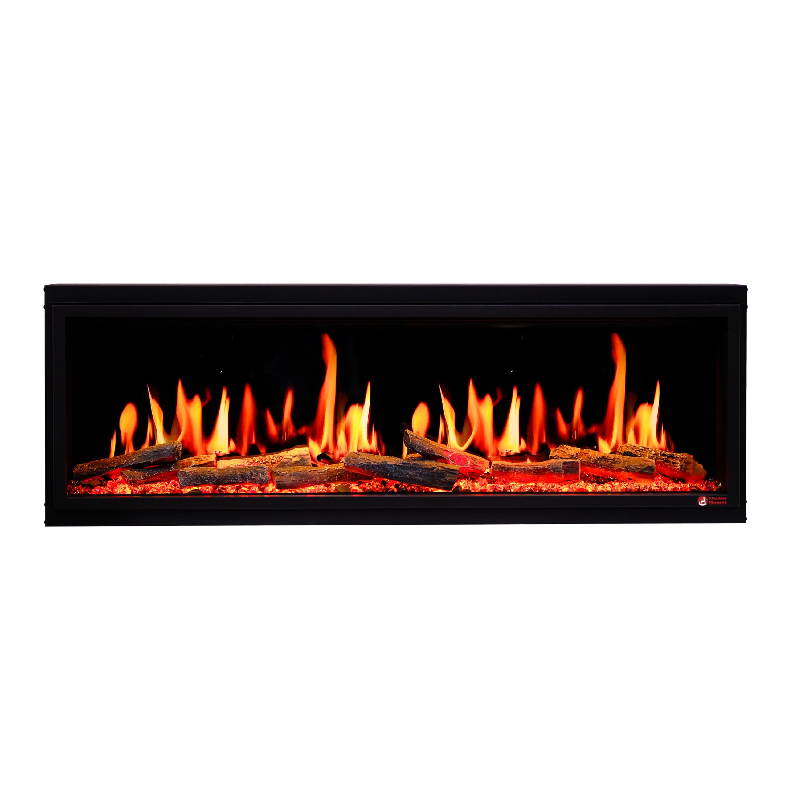 Ultra-Slim Electric Fireplace with Multi-Flame LED, Driftwood Logs, River Rocks & App Control 45"