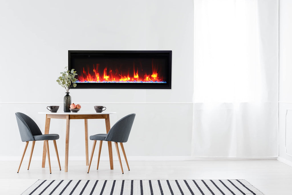 42" Slim Smart Electric Fireplace with Wi-Fi, Touch Control & Adjustable Flames, Indoor/Outdoor Use