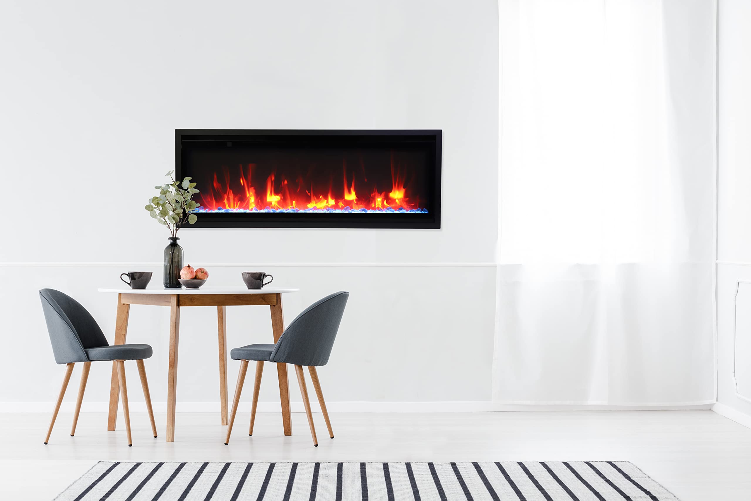 42" Slim Smart Electric Fireplace with Wi-Fi, Touch Control & Adjustable Flames, Indoor/Outdoor Use