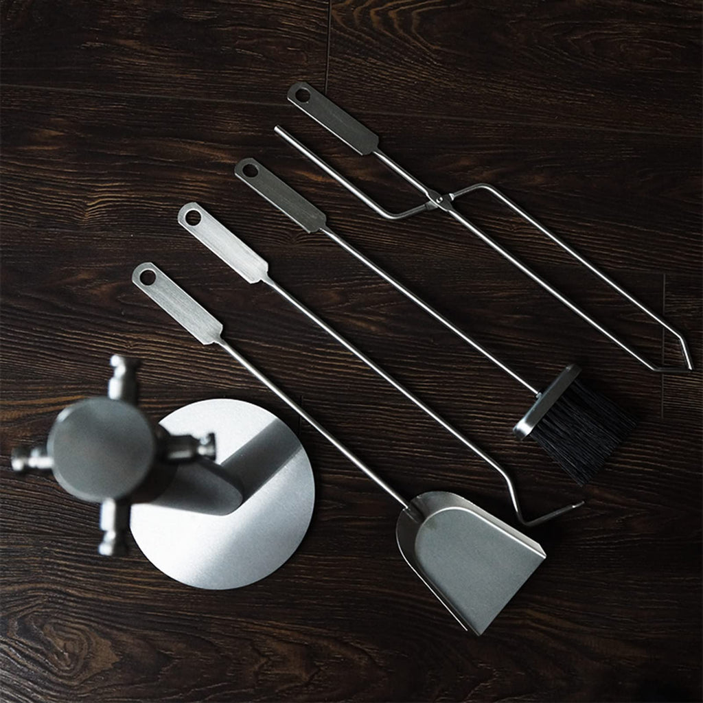 5-Piece Fireplace Tool Set, Wrought Iron Log Tools for Indoor & Outdoor Fireplaces