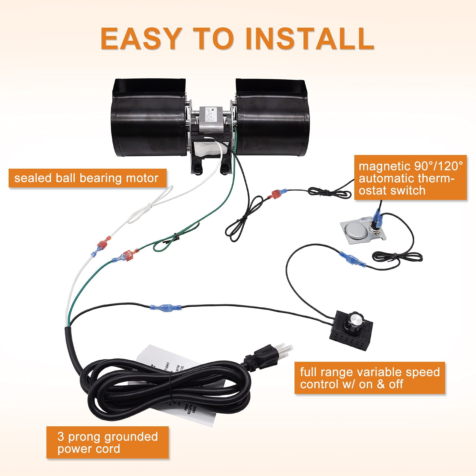 GFK-160 Fireplace Blower Fan Kit for Select Gas Fireplaces, Universal Replacement Design