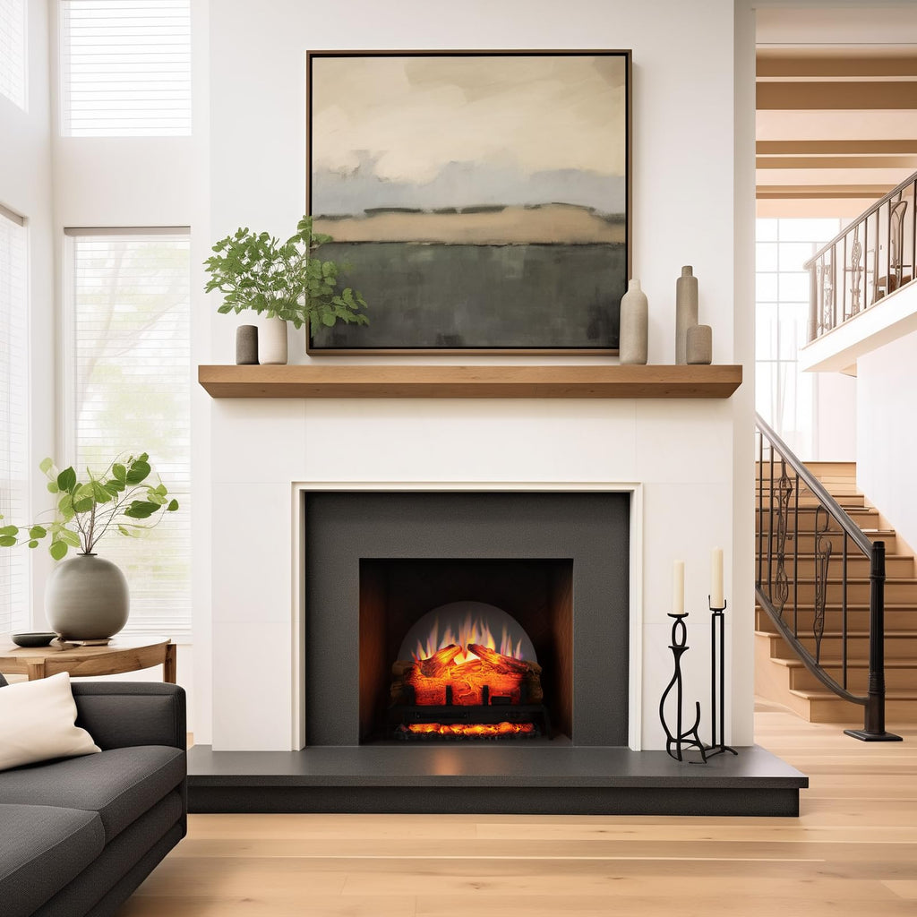 Freestanding Electric Fireplace Log Set Insert with 750W/1500W Heater, 6 Flame Colors & Remote Control