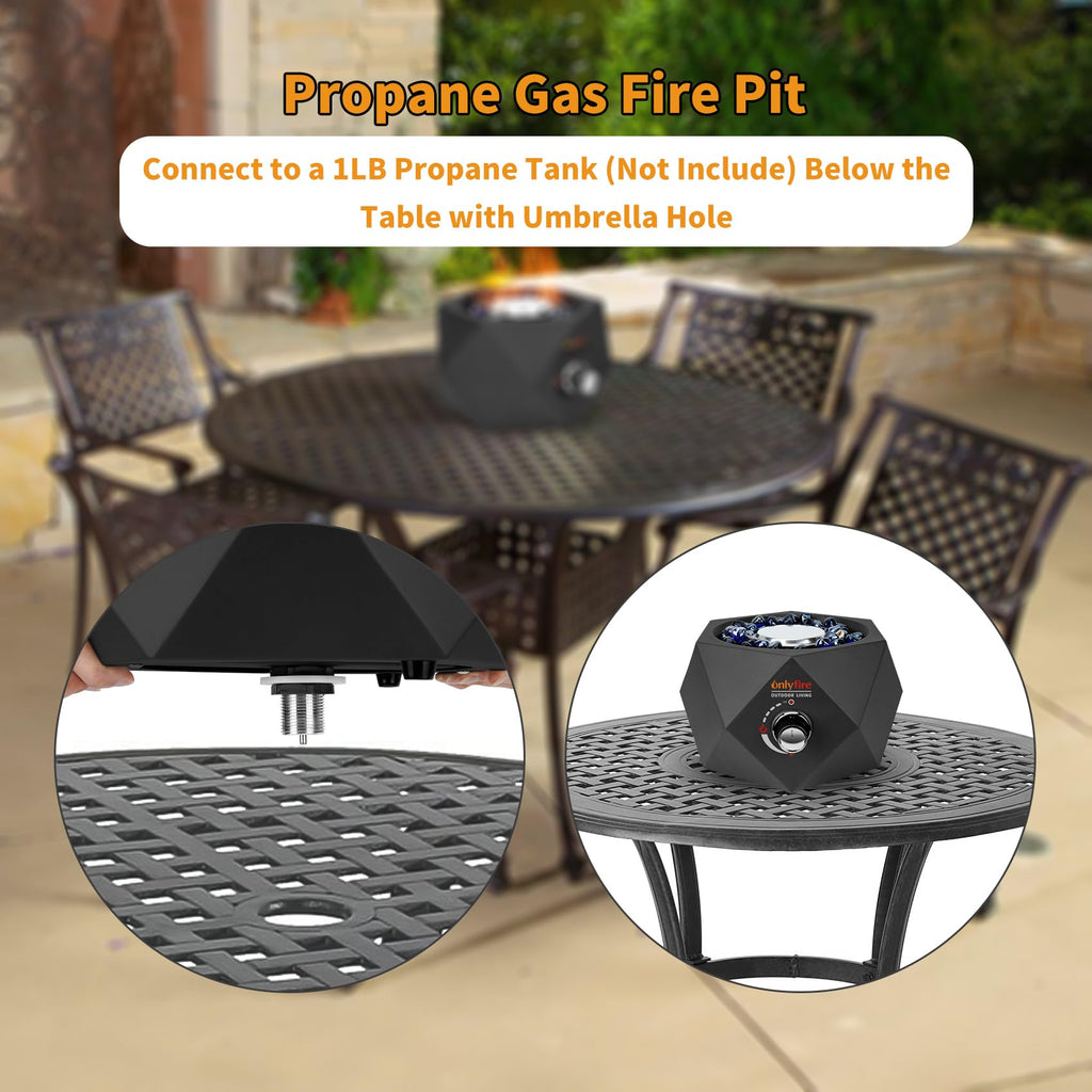 14" Portable Tabletop Gas Fire Pit for Patio, Camping & Outdoor Use