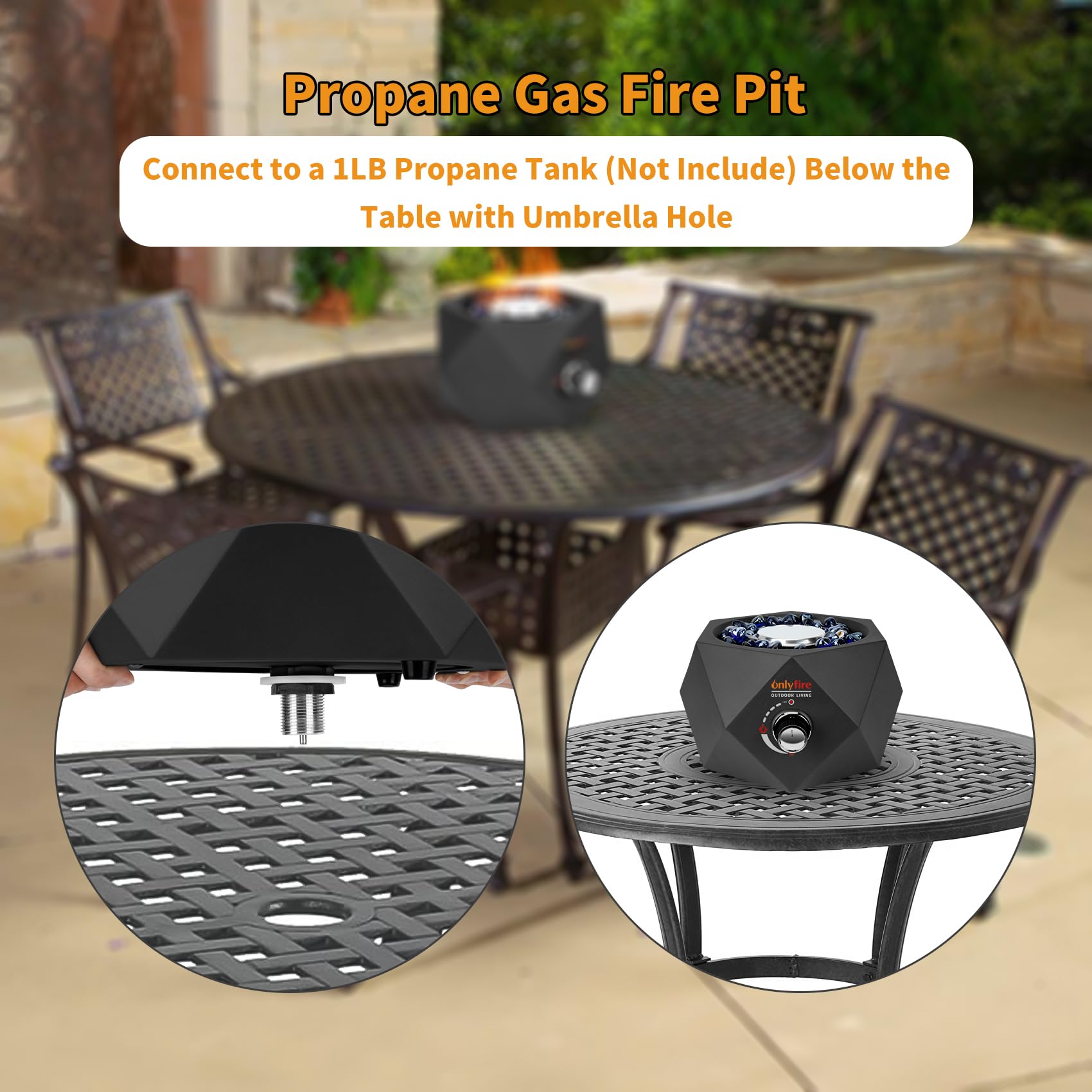 14" Portable Tabletop Gas Fire Pit for Patio, Camping & Outdoor Use