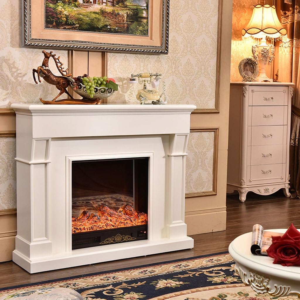 European Style Water Vapor Fireplace with Simulated Flame & Carved Mantel Design