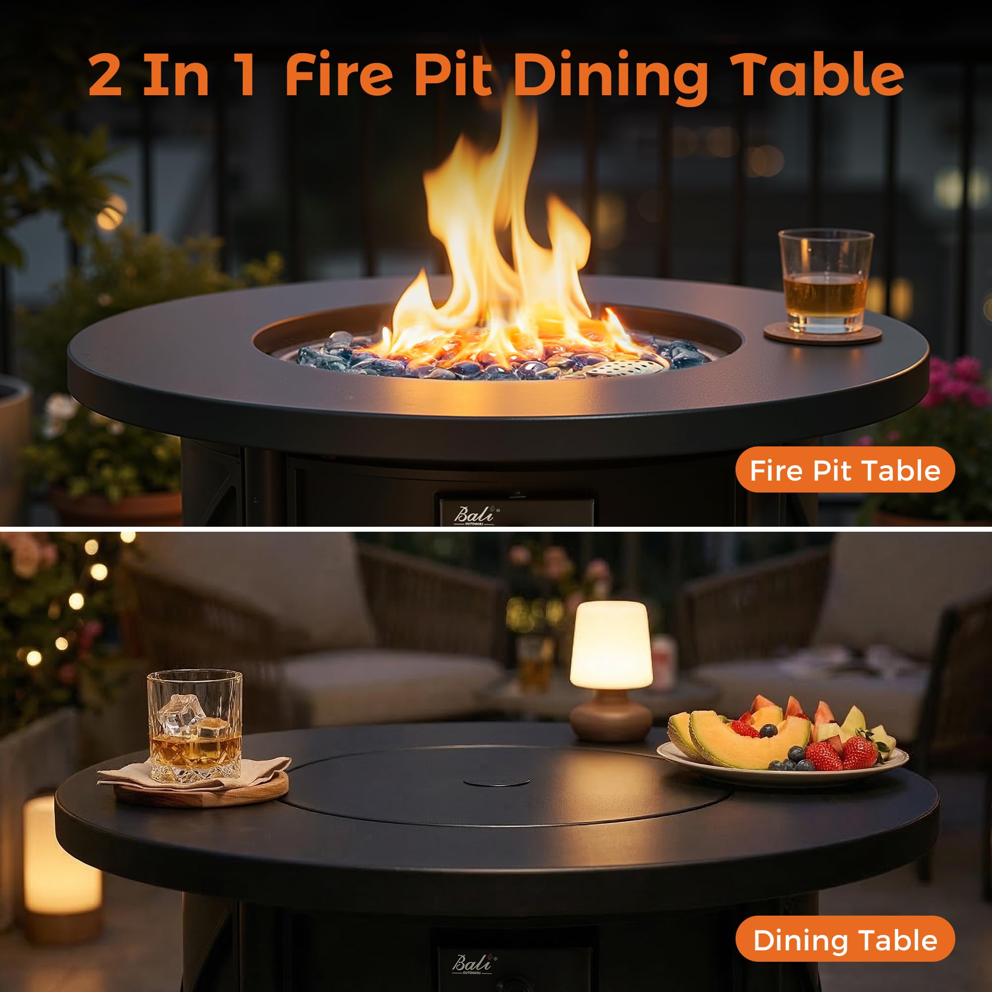30" Propane Fire Pit Table for Outdoor Patio & Backyard, 50,000 BTU