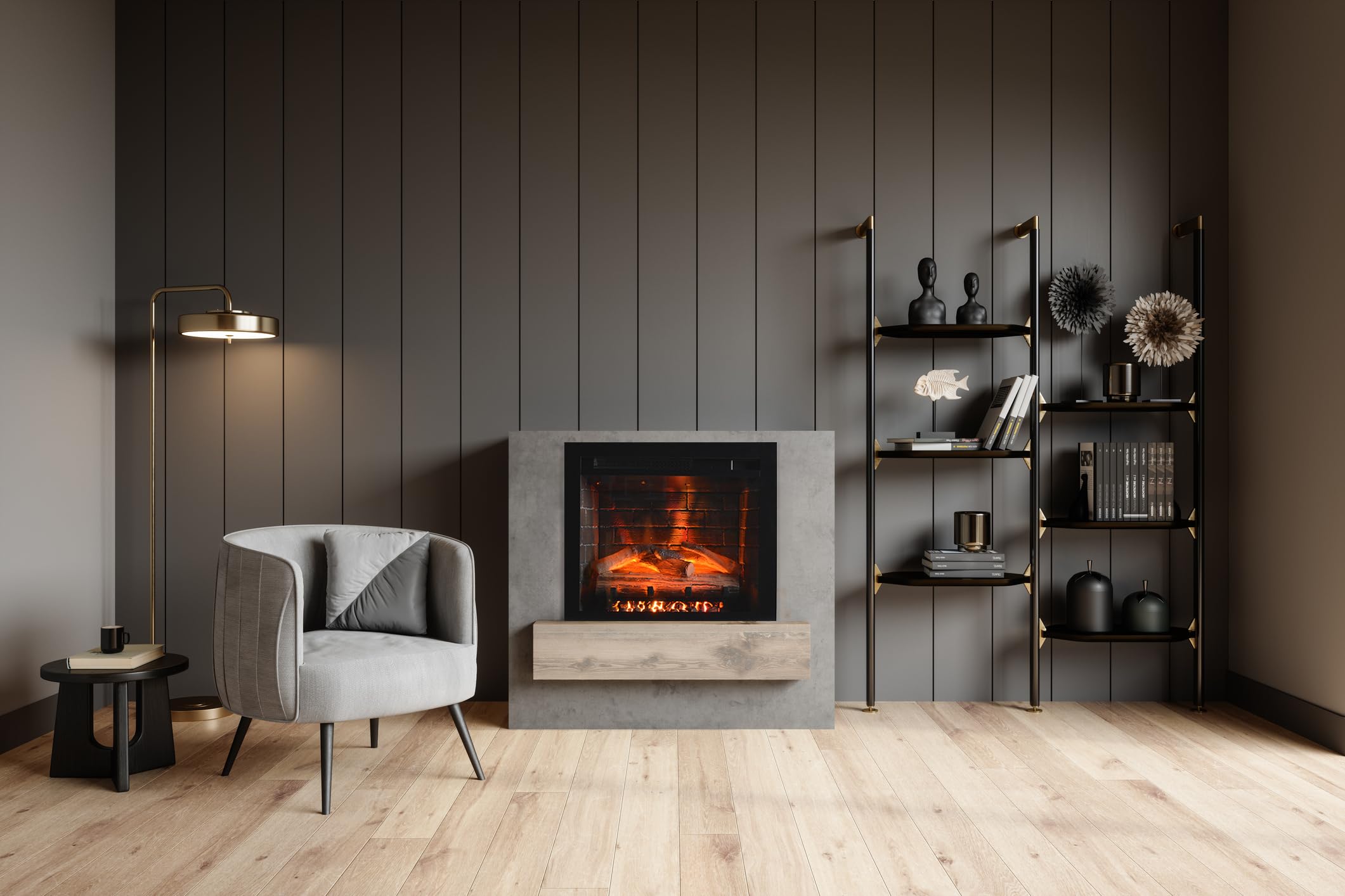 26" Electric Fireplace Insert with Infrared Heating, Wi-Fi App, Remote Control & Realistic Flame