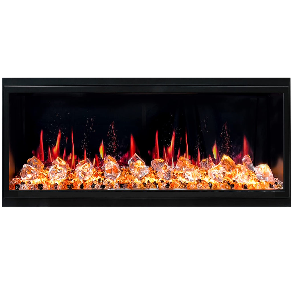 Ultra-Slim Electric Fireplace with Multi-Flame LED, Driftwood Logs, River Rocks & App Control 45"