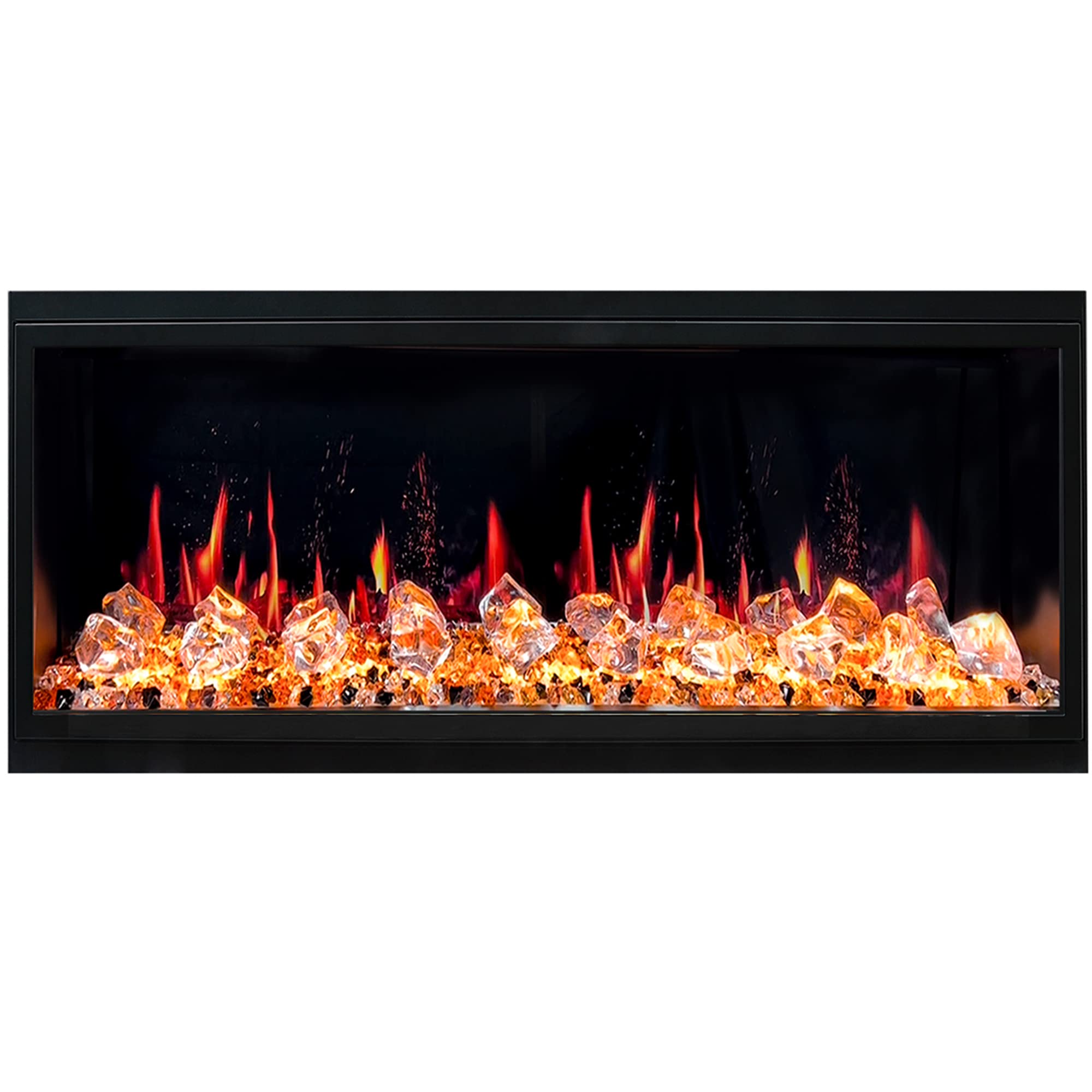 Ultra-Slim Electric Fireplace with Multi-Flame LED, Driftwood Logs, River Rocks & App Control 45"