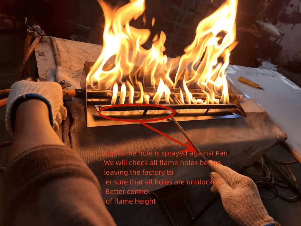 18" Gas Fireplace Burner Pan for Gas Logs & Fire Pits, Propane Compatible