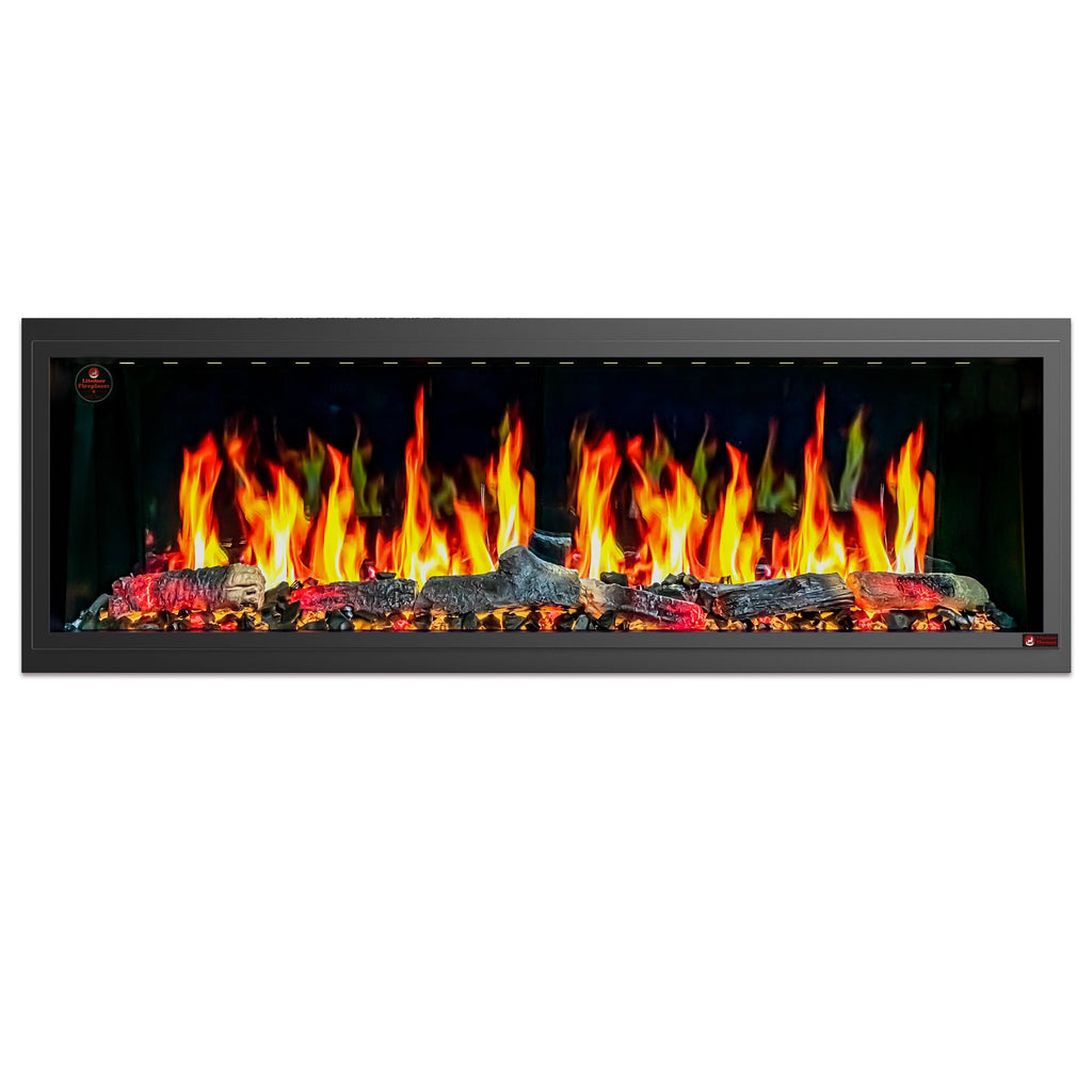 Ultra-Slim Electric Fireplace with Multi-Flame LED, Driftwood Logs, River Rocks & App Control 45"