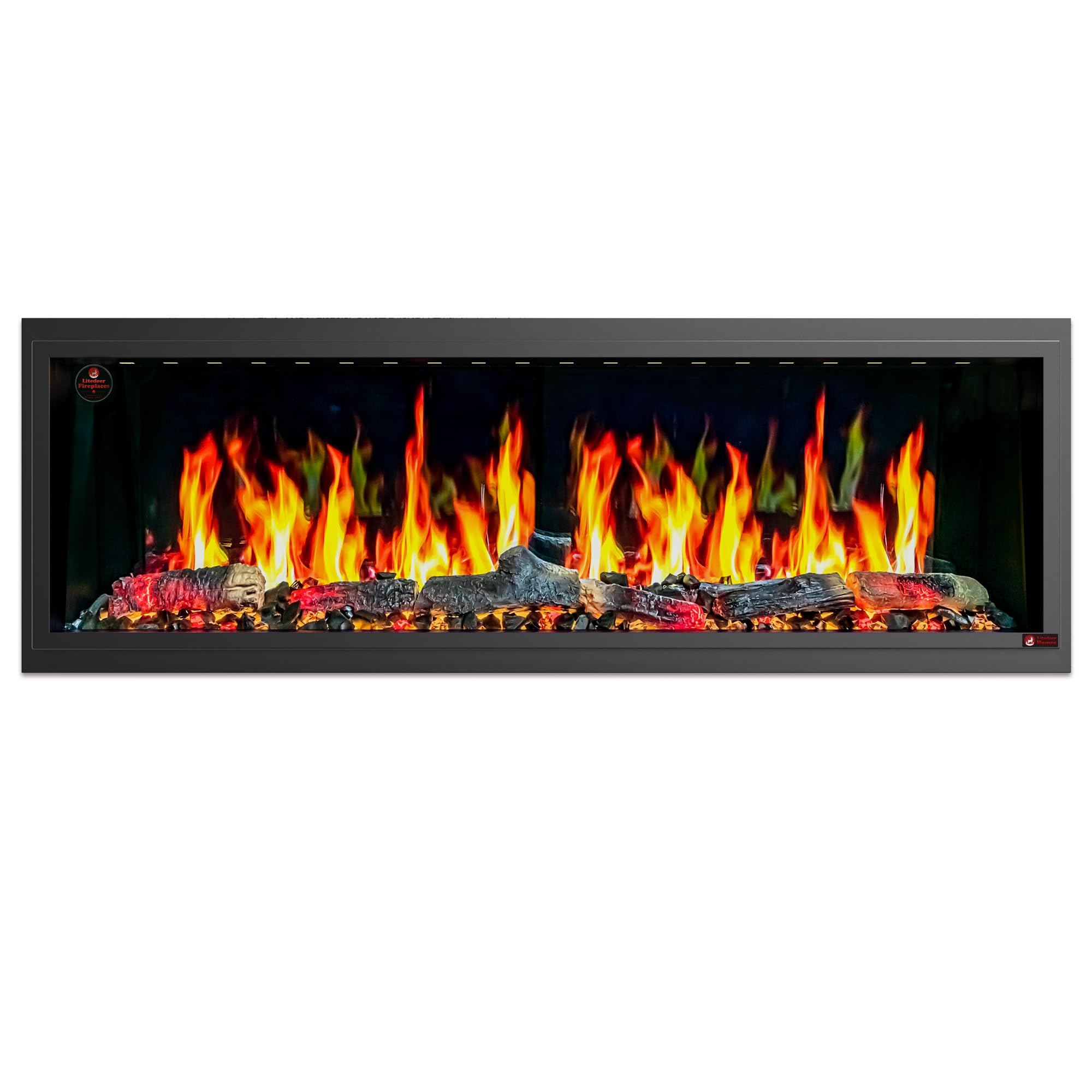 Ultra-Slim Electric Fireplace with Multi-Flame LED, Driftwood Logs, River Rocks & App Control 45"