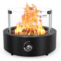 15.7" Portable Propane Fire Pit Tabletop Fireplace with Glass Wind Guard, 23,000 BTU