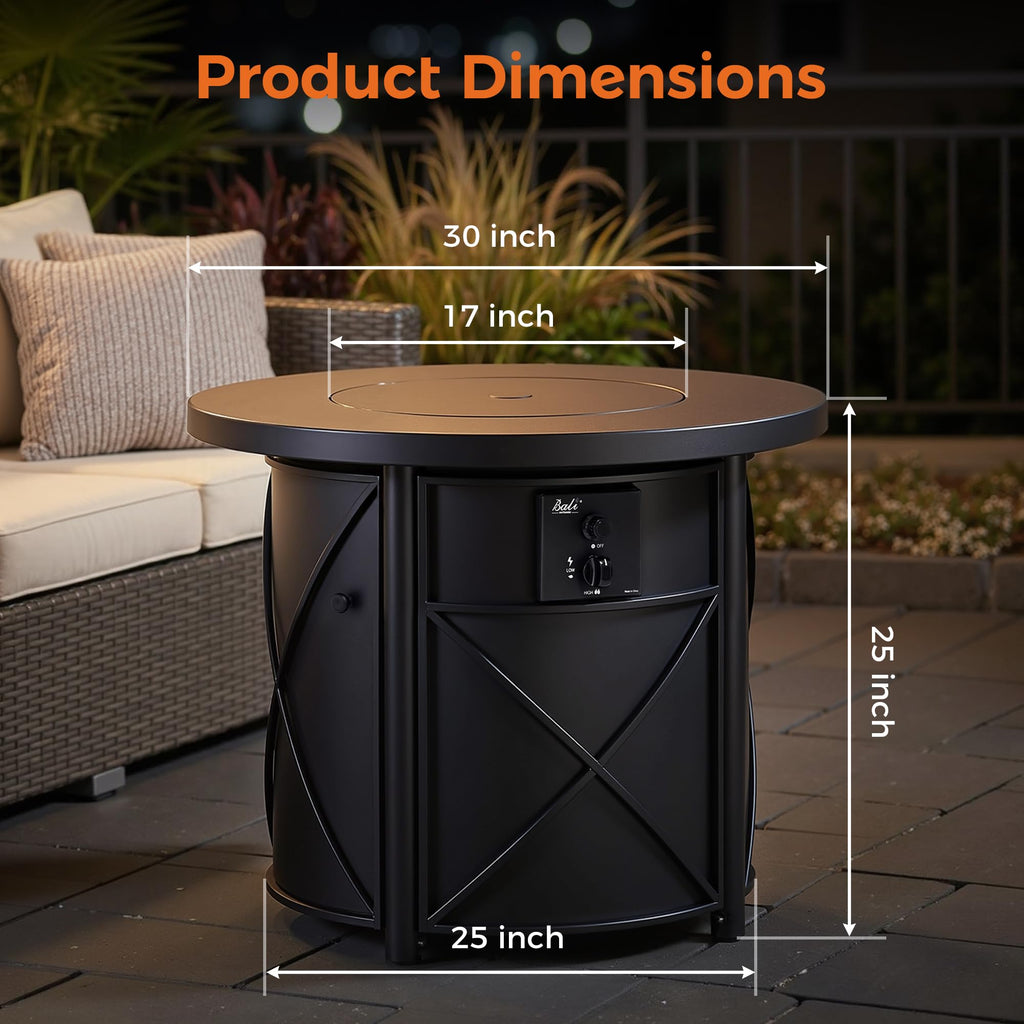 30" Propane Fire Pit Table for Outdoor Patio & Backyard, 50,000 BTU