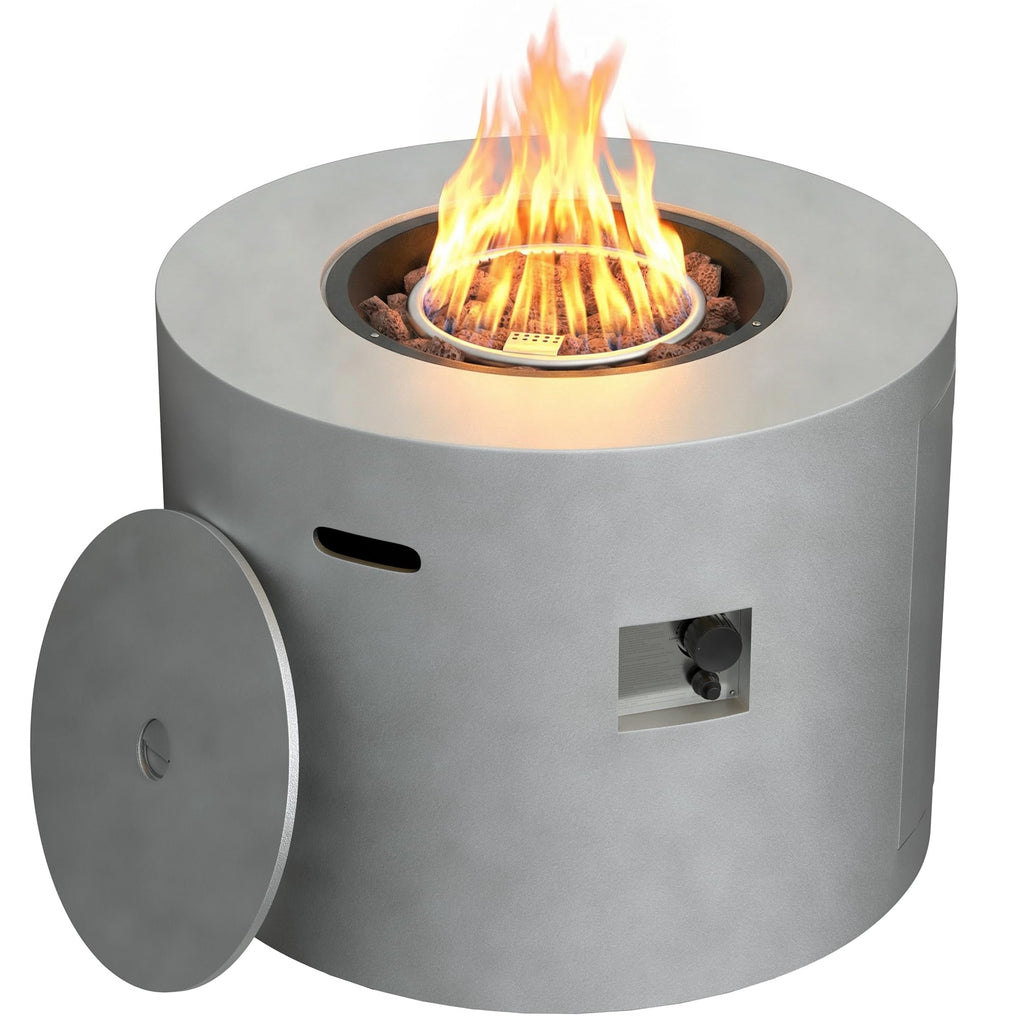 30" Propane Fire Pit Table with Ceramic Top, 50,000 BTU, Lid & Lava Rocks Included