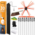 30 ft Chimney Sweep Kit with Rotary Brush and 9 Flexible Nylon Rods for Fireplace Cleaning
