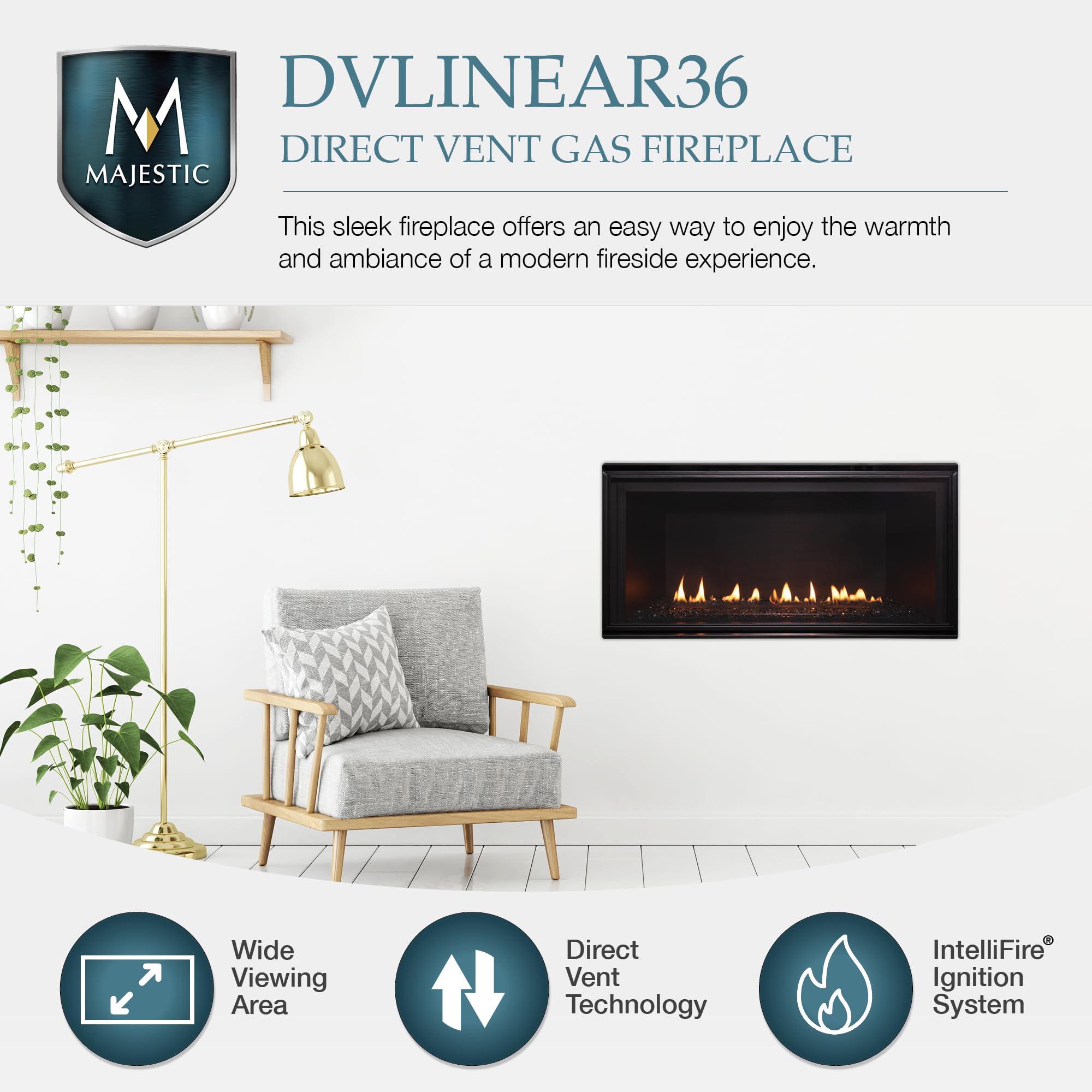 Majestic 36 Inch Linear Direct Vent Gas Fireplace - DVLINEAR36