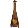 70" Metal Chiminea Outdoor Fireplace, Large Wood-Burning Steel Patio Fire Pit, Black