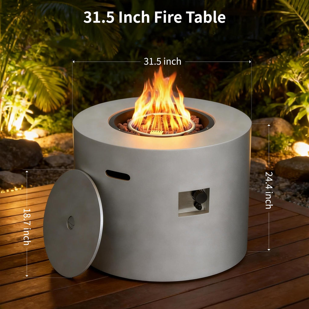30" Propane Fire Pit Table with Ceramic Top, 50,000 BTU, Lid & Lava Rocks Included