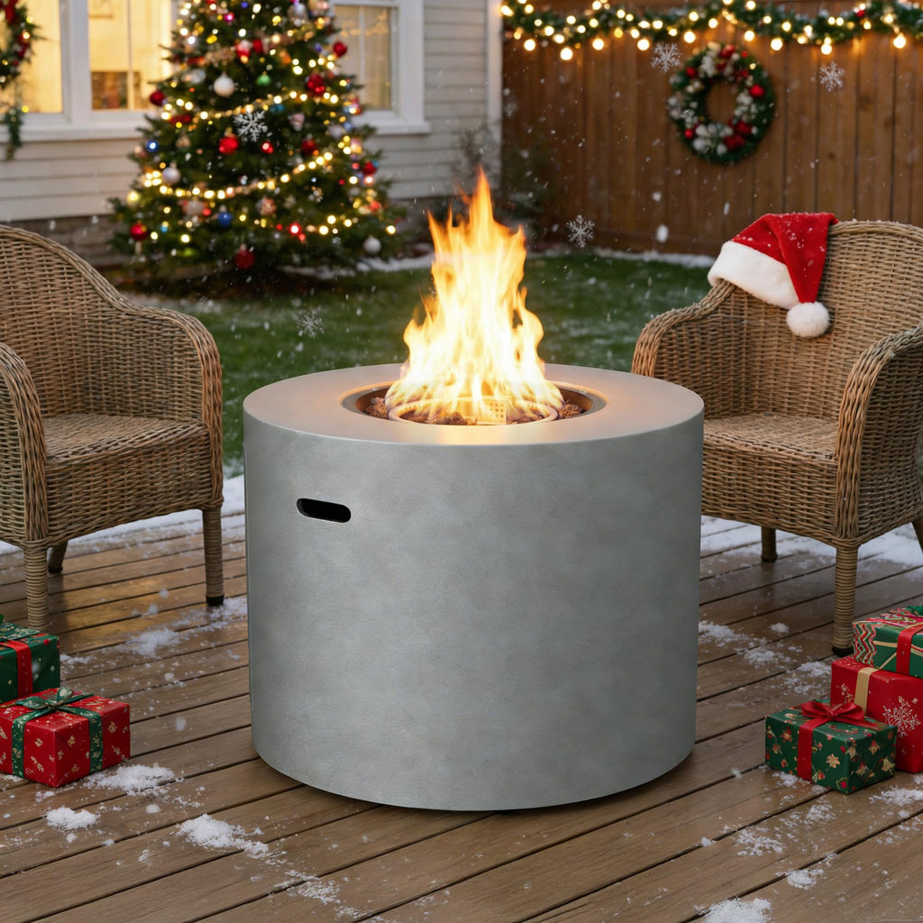 30" Propane Fire Pit Table with Ceramic Top, 50,000 BTU, Lid & Lava Rocks Included