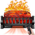 Electric Fireplace Log Insert Heater with Remote Control, 5 Flame Brightness Levels & 24-Hour Timer, Black