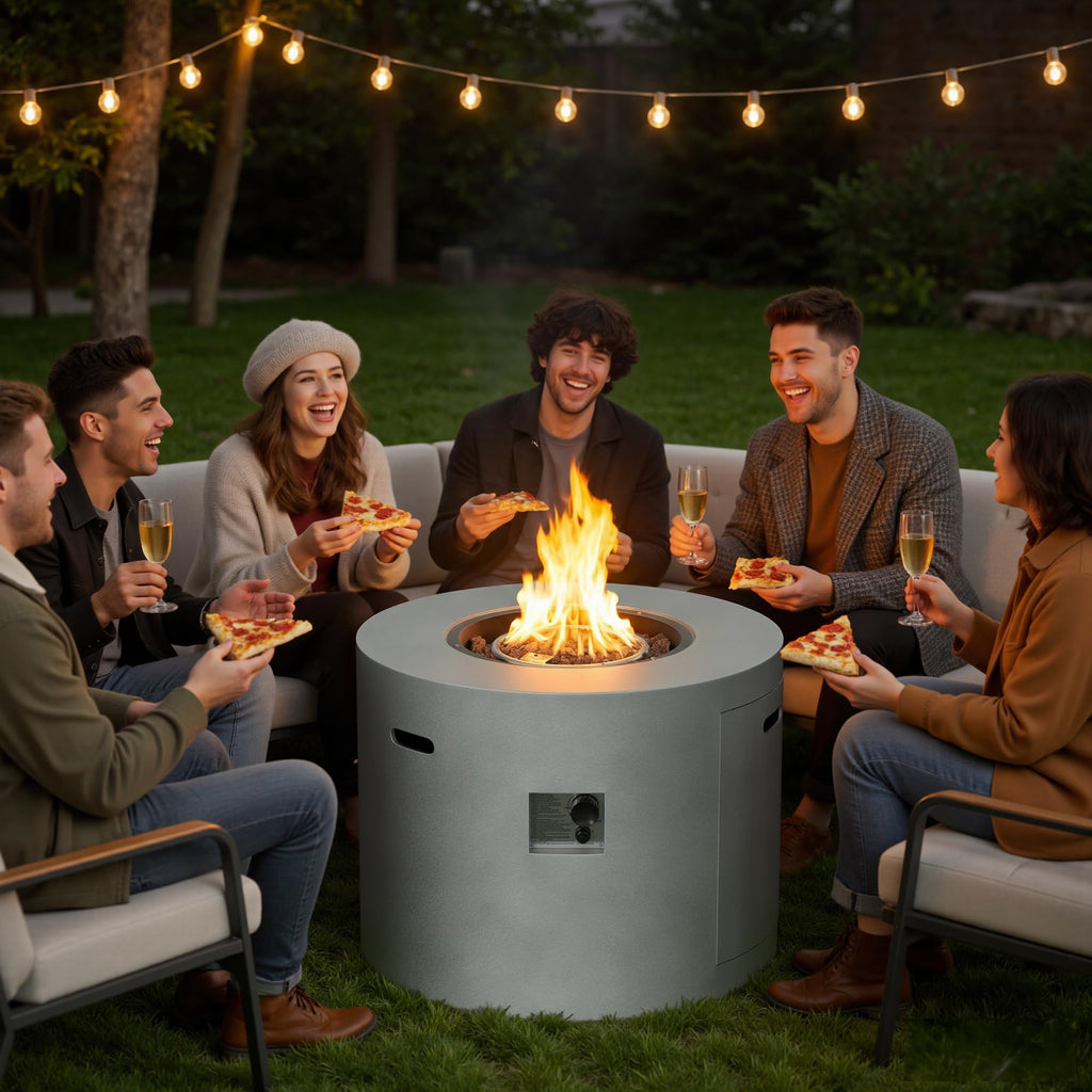 30" Propane Fire Pit Table with Ceramic Top, 50,000 BTU, Lid & Lava Rocks Included