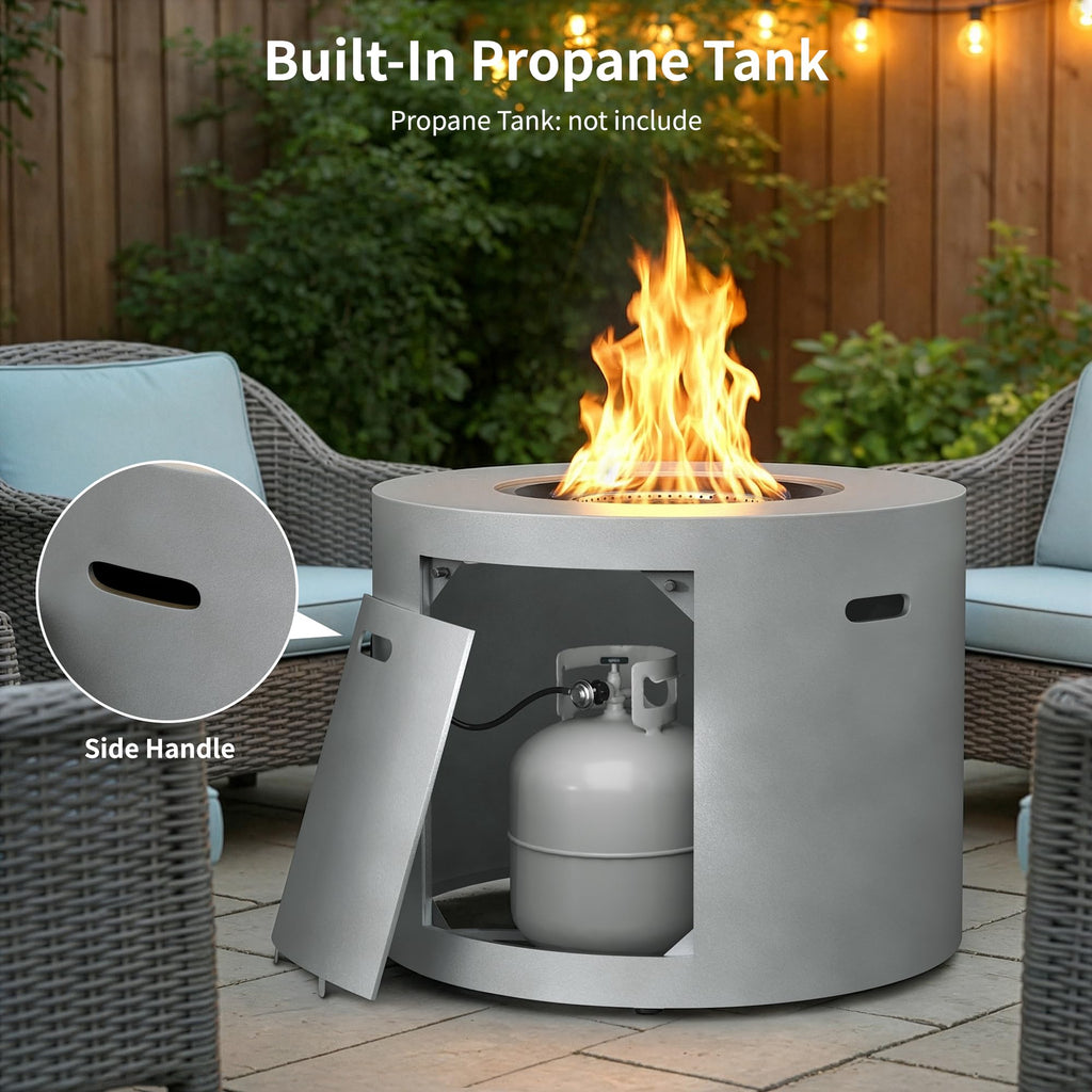 30" Propane Fire Pit Table with Ceramic Top, 50,000 BTU, Lid & Lava Rocks Included