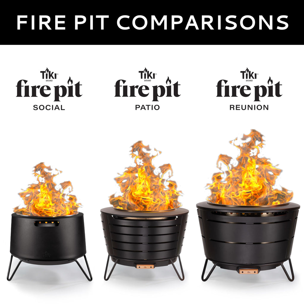 TIKI Brand Stainless Steel Low Smoke Fire Pit - Includes Wood Pack and Cloth Cover